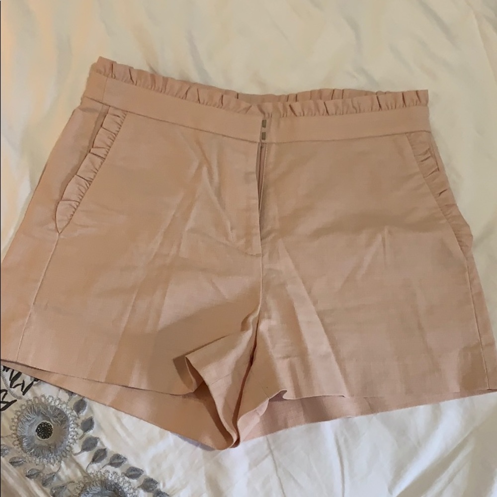 J. Crew light pink ruffle high waist shorts